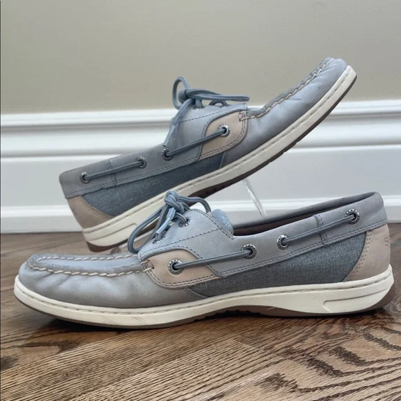 Sperry Bluefish 2 Eye Boat Show. Gray with Sparkly Accents. - Picture 2 of 7